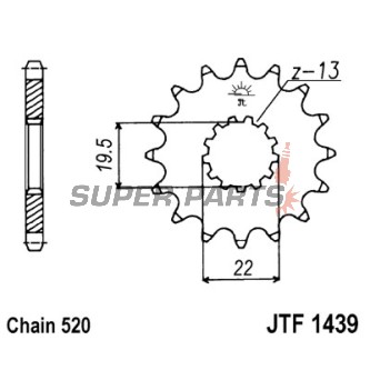 Μπροστινό γρανάζι -JT- JTF1439,14, 14 δόντια, Suzuki GSF 250 1990-1994, GSX-R 250 1989, LT 160 1989-2001, 2003-2004, LT-F 160 1991-2004