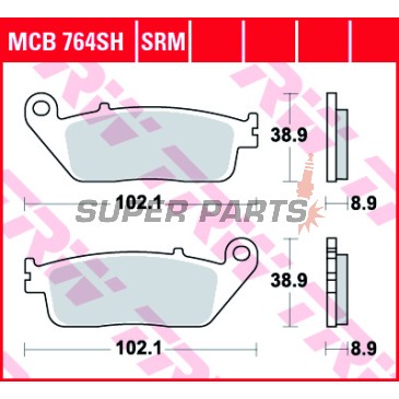 Τακάκια φρένων -TRW- MCB764SRM, sintered, Cagiva 900 Cat 900cc, Honda CB1000F, FJS Silver Wing 400/600cc, VFR750F/VFR950F Carat - 400/600/750/900/950/1000cc, 1988-2009