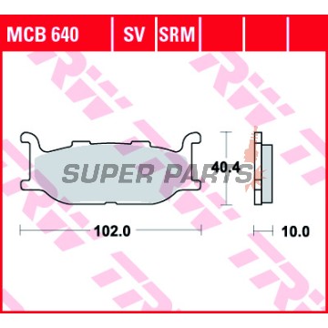 Τακάκια φρένων -TRW- MCB640, Yamaha Bolt/SCR 942-950, XJ Diversion 600/900, XJR 400, XP TMAX 500, XV/XVS Virago & Drag Star 535/650/750/950/1600, YP Majesty 400 (1992-2019)