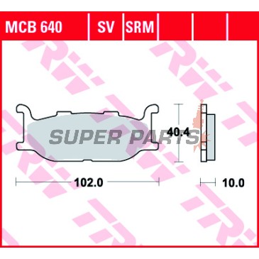 Τακάκια φρένων -TRW- MCB640, Yamaha Bolt/SCR 942-950, XJ Diversion 600/900, XJR 400, XP TMAX 500, XV/XVS Virago & Drag Star 535/650/750/950/1600, YP Majesty 400 (1992-2019)