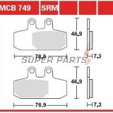 Τακάκια φρένων -TRW- MCB749SRM, sintered, Aprilia Atlantic 500/500 Sprint (2002-2005)