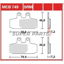 Τακάκια φρένων -TRW- MCB749SRM, sintered, Aprilia Atlantic 500/500 Sprint (2002-2005)