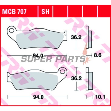Τακάκια φρένων -TRW- MCB707, BMW HP2/K/R/S 850/1100/1150/1200/1300 GS, RT, RS, Rockster, Megamoto, S1000XR (1993-2018), Moto Guzzi California 1000 (2001-2006)