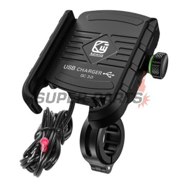 Βάση τηλεφώνου -4 RIDE- 62-90mm τηλέφωνο, με USB 3.0 φορτιστής, αντικραδασμικό, στήριξη για τιμόνι/καθρέφτης - universal