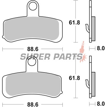 Τακάκια φρένων -BREMBO- 07HD15SA, Harley Davidson FLD/FLHRC/FLS/FLSTC/FLSTF/FLSTFB/FLSTN/FXCWC/FXD/FXDB/FXDC/FXDF/FXDL/FXDWG/FXS/FXSB/FXST/FXSTB 1584-1690