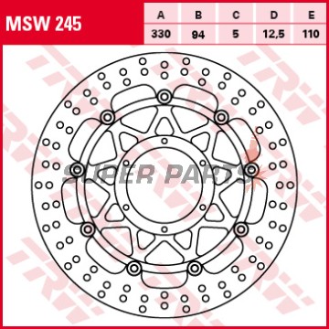 Δίσκος φρένου -TRW- MSW245, 330mm, Honda CBR900RR/929RR/954RR Fireblade (2000-2003)