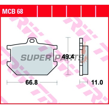 Τακάκια φρένων -TRW- MCB68, Yamaha SR500 (1984-1989), XJ650 (1980-1982), XS250/360/650/750/850/1100 (1976-1983), XV1000 TR1 (1981-1984)
