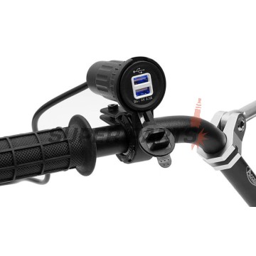 Αντάπτορας USB -4 RIDE- 12V, 2xUSB (3.1A), 2 pin, με βάση για τιμόνι 22mm - universal
