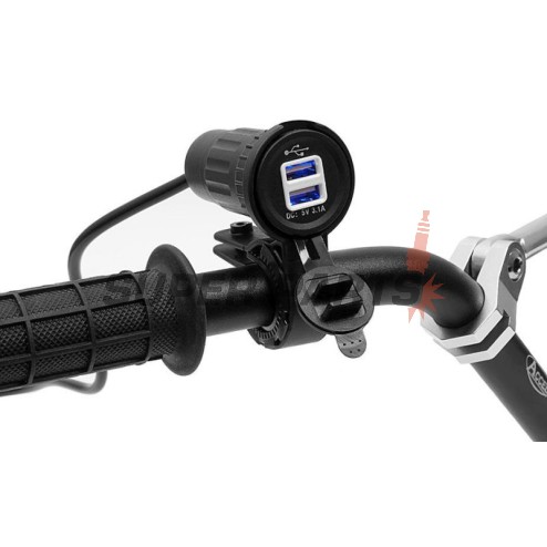 Αντάπτορας USB -4 RIDE- 12V, 2xUSB (3.1A), 2 pin, με βάση για τιμόνι 22mm - universal