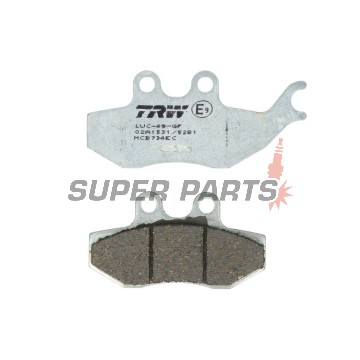 Τακάκια φρένων -TRW- MCB734EC, Aprilia SX/Tuono 50, Beta Alp, CPI GTS, Derbi GP1/Mulhacen/Senda, Gas Gas Pampera, KTM EXC 125, Malaguti Madison, Peugeot Elyseo/Elystar/Satelis, Piaggio Beverly/GT, Yamaha DT/TZR/XT (1999-2018)