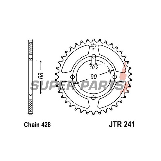 Πίσω γρανάζι -JT- JTR241,45, 45 δόντια, ατσάλινο, Honda MTX 125 1983-1995, MTX 80 1987