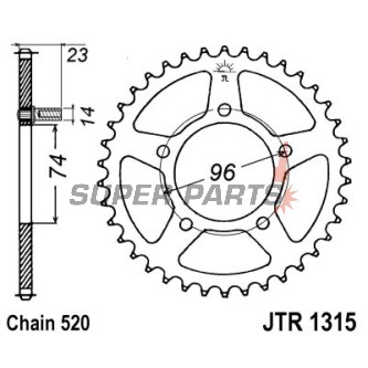 Πίσω γρανάζι -JT- JTR1315,40, 40 δόντια, ατσάλινο, Honda NSR 250 1990-1993