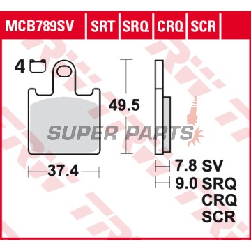Τακάκια φρένων -TRW- MCB789SV, Kawasaki GTR1400/Z750R-Z1000/ZG1400 Concours/ZX-14R/ZX-6R 600-636/ZZR1200-1400 (2002-2018)