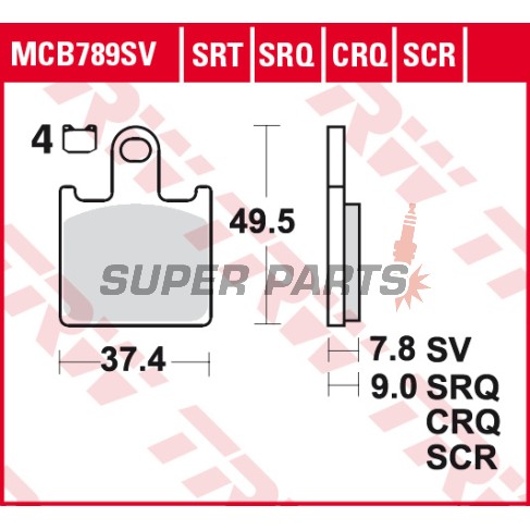 Τακάκια φρένων -TRW- MCB789CRQ, Kawasaki GTR1400/Z750R-Z1000/ZG1400 Concours/ZX-14R/ZX-6R 600-636/ZZR1200-1400 (2002-2018)
