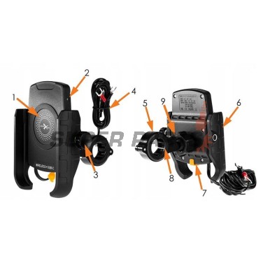 Βάση τηλεφώνου -4 RIDE- με ασύρματο φορτιστής + USB C, αντικραδασμικό - universal