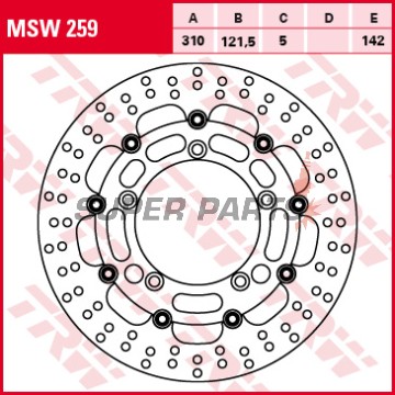 Δίσκος φρένου -TRW- MSW259, 310mm, Suzuki DL650/1000 V-Strom XT ABS, GSF650/1250 Bandit ABS, GSR600/750, GSX650F/1250FA, Hayabusa 1300, B-King, GSX-S750, M109R/VZR1800 Intruder (1997-2020)
