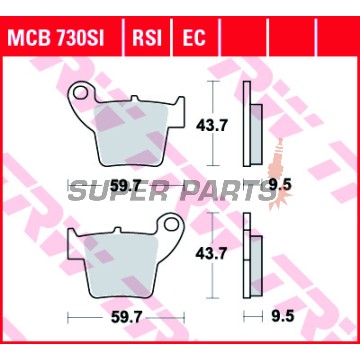 Τακάκια φρένων -TRW- MCB730EC, Honda CR/CRF/CRE (2000-2014), Aprilia MXV 450 (2008), Honda CRM 450 (2008)