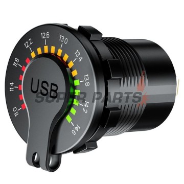 Αντάπτορας USB -4 RIDE- MUS34, 12V, 2xUSB 3.0 + βολτόμετρο, 2 pin - universal