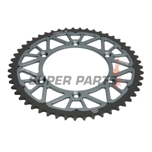 Πίσω γρανάζι -JT- JTX251,51GR, 51 δόντια, γκρι, υβριδικό, Yamaha FX 250 2016-2018, TT-R 230 2005-2017, WR 250 1999-2020, WR 400 1999-2002, WR 426 2001-2002, WR 450 2003-2020, YZ 125/250 1999-2020, YZ 400 1999, YZ 426 2000-2002, YZ 450 2003-2020