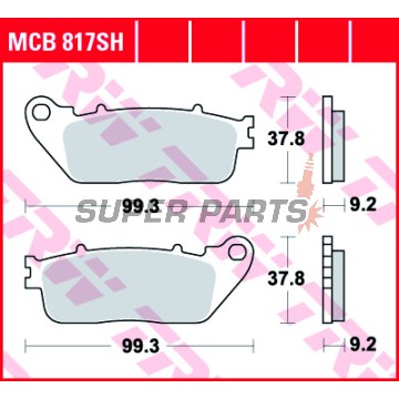 Τακάκια φρένων -TRW- MCB817SH, Honda CD 250U, CH 125 Spacy, MBX 50SD, VFR 1200F; Hyosung Comet/GT/GV Karion/RX/XRX 125/250/650/700; Kymco Nexxon 50, Pulsar 125 - 50/125/250/650/700/1200cc, 1985-2010