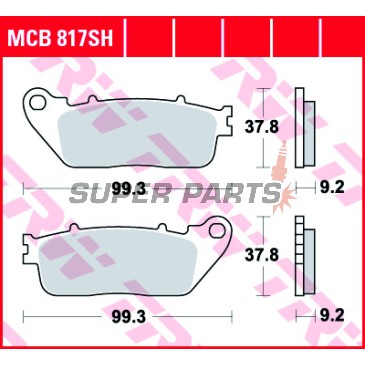 Τακάκια φρένων -TRW- MCB817SH, Honda CD 250U, CH 125 Spacy, MBX 50SD, VFR 1200F; Hyosung Comet/GT/GV Karion/RX/XRX 125/250/650/700; Kymco Nexxon 50, Pulsar 125 - 50/125/250/650/700/1200cc, 1985-2010