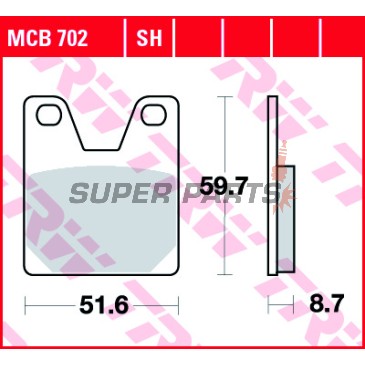 Τακάκια φρένων -TRW- MCB702, Yamaha YZF750R7, YZF-R1 1000 (1998-2001)