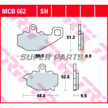 Τακάκια φρένων -TRW- MCB662, Kawasaki ER-6F/ER-6N 650, GPZ1100, Versys 650, Z/Z1000/Z750, Zephyr, ZRX400, ZX-6R/9R/10R, ZZR600 (1993-2018)