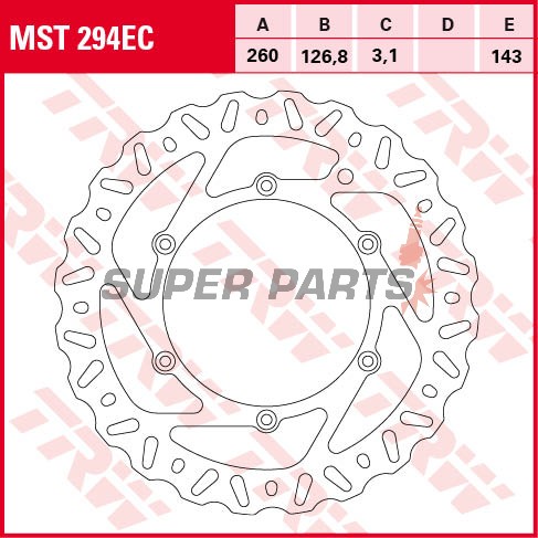 Δίσκος φρένου -TRW- MST294EC, 260mm, Beta RR 250/300 2T + 350/390/430/450/480/498 4T Enduro & Racing (2005-2017)