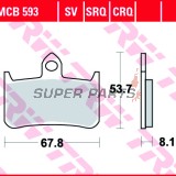Τακάκια φρένων -TRW- MCB593, Honda CB Hornet 250/900 & X4 1300, NT650 Hawk, RVF400 NC35, RVF750R