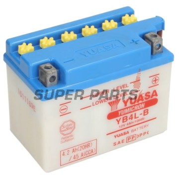 Μπαταρία -YUASA- YB4L-B + ELEKTROLIT, 4Ah 12V