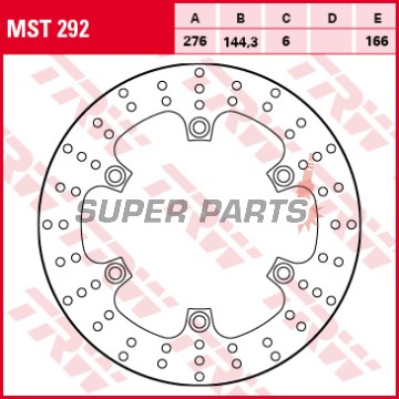 Δίσκος φρένου -TRW- MST292, 276mm, Honda CBR 125R/600F/1000F/CBX 750F/Silver Wing 400-600/Deauville 650-700/VF Magna-Interceptor/VFR 400-750/Transalp 600V/XLV 750R (1983-2016)/Triumph Tiger 900 (1993-1998)