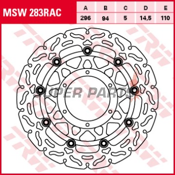 Δίσκος φρένου -TRW- MSW283RAC, 296mm, Honda CB600F/600FA Hornet ABS, CBR600FA ABS (2007-2015)
