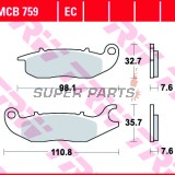 Τακάκια φρένων -TRW- MCB759EC, Honda Innova 125, CBF 125, CBR 125R, Rieju RS-2 50/125 Matrix/Pro