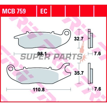 Τακάκια φρένων -TRW- MCB759EC, Honda Innova 125, CBF 125, CBR 125R, Rieju RS-2 50/125 Matrix/Pro
