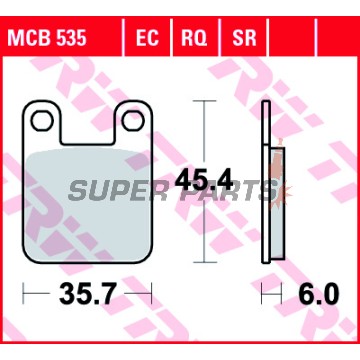 Τακάκια φρένων -TRW- MCB535SR, sintered, Aprilia RS/SX 50, Climber 280, Beta Alp, RR, REV, Derbi Senda, GPR, Atlantis, Gas Gas Pampera, TXT, Italjet Dragster, Formula, Peugeot Speedfight, Ludix, Vivacity, Rieju MRX, RS-2, Tango, Yamaha DT50R, TZR50