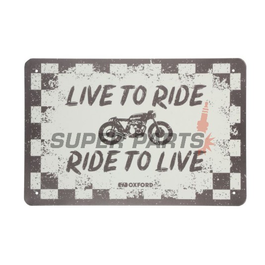 Πινακίδα γκαράζ -OXFORD- Live to Ride, 200x300mm