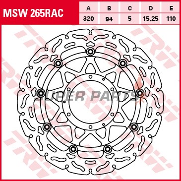 Δίσκος φρένου -TRW- MSW265RAC, 320mm, Honda CBR1000RR/1000RA Fireblade ABS (2008-2016)