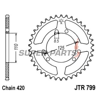 Πίσω γρανάζι -JT- JTR799,50, 50 δόντια, ατσάλινο
