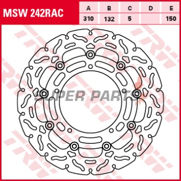 Δίσκος φρένου -TRW- MSW242RAC, 310mm, Yamaha FZ8/Fazer 800, XT1200Z Super Tenere/Worldcrosser, YZF-R1 1000, YZF-R6 600 (2004-2019)