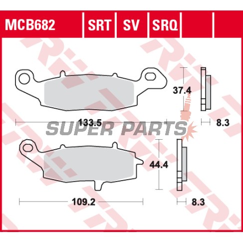 Τακάκια φρένων -TRW- MCB682, Kawasaki ER-5/ER-6, Versys, KLR, GPZ, Vulcan, Z750, Zephyr, ZR-7; Suzuki V-Strom, Bandit, GSX, GSR, SV650, Gladius, Intruder