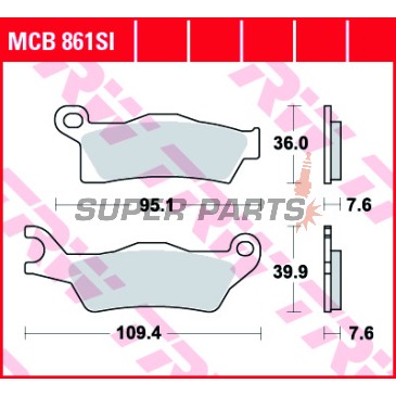 Τακάκια φρένων -TRW- MCB861SI, Can-Am Outlander 450/500/570/650/800R/1000 MAX XT DPS XMR 6x6, Renegade 500/570/1000/X XC (2012-2018)
