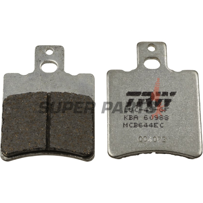 Τακάκια φρένων -TRW- MCB644EC, Aprilia AF1 (1987-1991), RS/SR/Rally (1993-2006), Tuono/SX (2004-2007); Cagiva Aletta/Elefant/Dakar (1981-2000); KTM SX 60/65 (2000-2003); MBK Booster/Nitro/Ovetto (1994-2006); Yamaha Breeze (1995-2012); Piaggio DNA/GTX/Hexa