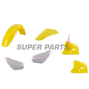 Σετ πλαστικών -POLISPORT- κίτρινο/λευκό, SUZUKI RM 85 2002-2021