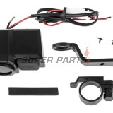 Αντάπτορας USB -4 RIDE- 12V, 2xUSB (Type C) + βολτόμετρο, με βάση καθρέφτη/τιμόνι 22mm - universal