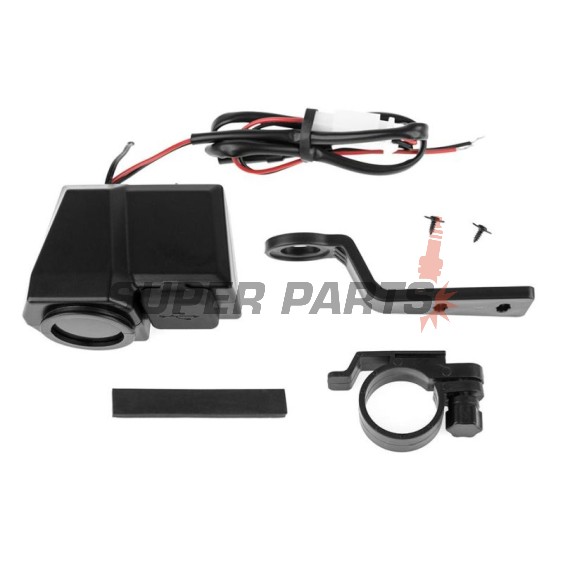 Αντάπτορας USB -4 RIDE- 12V, 2xUSB (Type C) + βολτόμετρο, με βάση καθρέφτη/τιμόνι 22mm - universal
