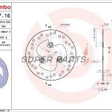 Δίσκος φρένου -BREMBO- 68B40716, Benelli 491, K2, Naked; Beta Ark, Eikon, Quadra; Honda Bali, SJ, Sky; MBK Booster, Stunt, Nitro; Peugeot Buxy, Elyseo, Elystar, Jet Force, Looxor, Ludix, SV, Speedake, Squab, TKR, Vivacity (1990s-2006)