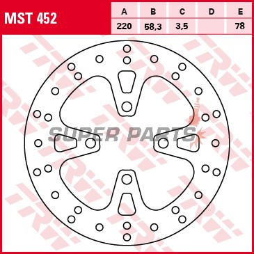 Δίσκος φρένου -TRW- MST452, 220mm, Honda NSC50/NSC110 Vision + PCX125/150 (2010-2018)