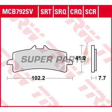 Τακάκια φρένων -TRW- MCB792SV, Aprilia RSV4 1000, Ducati 848/1098/1198/1299, Hypermotard 1100, Monster 1200, Multistrada 1200/1260, Panigale 1199/1299, Streetfighter 1099, Husaberg FS 650, Husqvarna FS 450/Nuda 900, Kawasaki H2/ZX-10R/Z1000, KTM 450/690/9