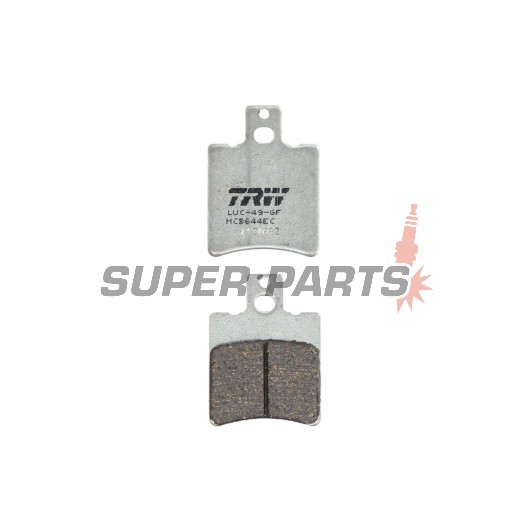Τακάκια φρένων -TRW- MCB644EC, Aprilia AF1 (1987-1991), RS/SR/Rally (1993-2006), Tuono/SX (2004-2007); Cagiva Aletta/Elefant/Dakar (1981-2000); KTM SX 60/65 (2000-2003); MBK Booster/Nitro/Ovetto (1994-2006); Yamaha Breeze (1995-2012); Piaggio DNA/GTX/Hexa