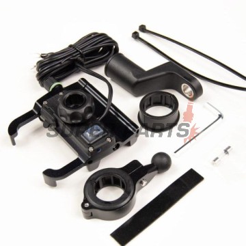 Βάση τηλεφώνου -4 RIDE- 62-90mm τηλέφωνο, με USB 3.0 φορτιστής, αντικραδασμικό, στήριξη για τιμόνι/καθρέφτης, μαύρη - universal